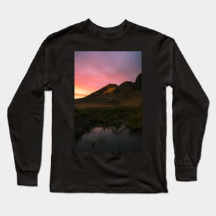 Magical Colorful Sunset in the Icelandic Mountains Long Sleeve T-Shirt